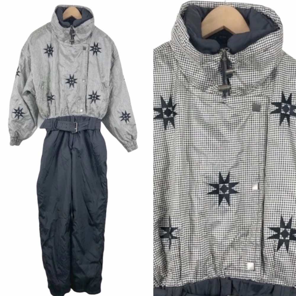 Vtg HEAD SPORTSWEAR SnowSuit Bib Gingham One Piece
